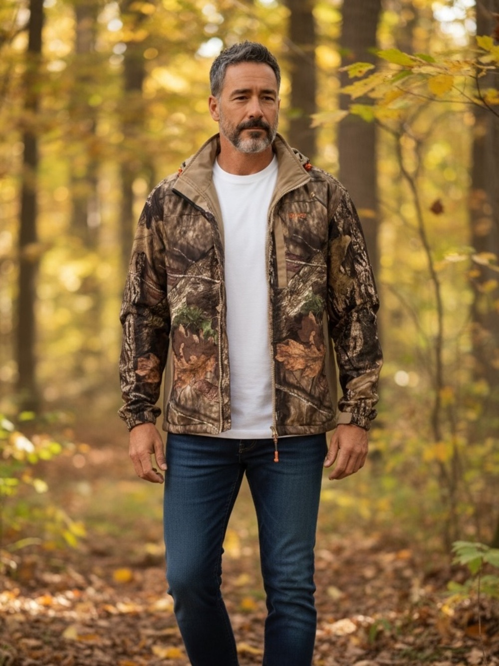 Rustic Ridge Camo Hunting Jacket 2XL Mossy Oak Scent Stop Hooded Outdoor Coat